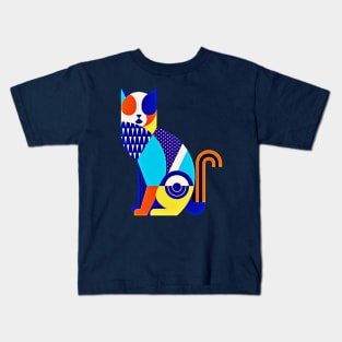 Vintage Abstract Cat Kids T-Shirt